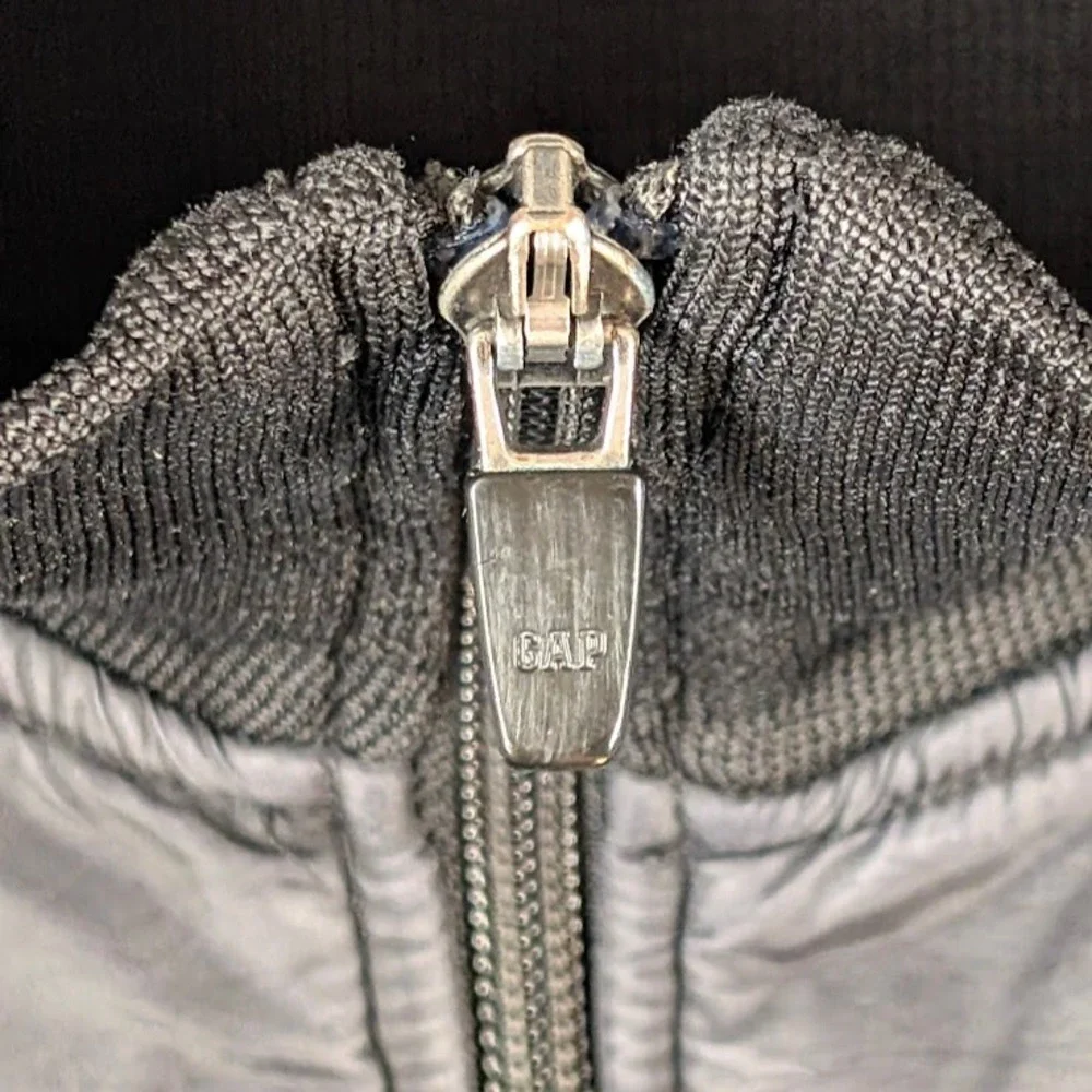 GAP Track Jacket Mens S Black Blue Stripe Vintage Fall‎ 2004 Full Zip Y2K Sporty